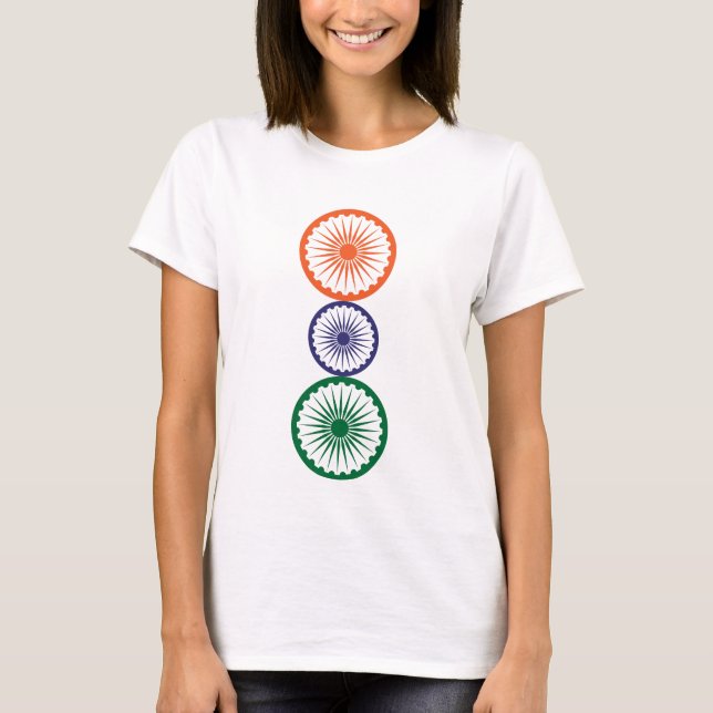 India Ashoka Chakras Alignment T-Shirt (Front)