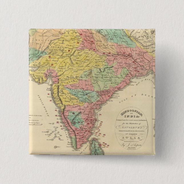 India Battles and Seiges Chonology Map 15 Cm Square Badge (Front)