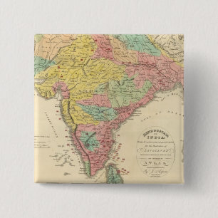 India Battles and Seiges Chonology Map 15 Cm Square Badge
