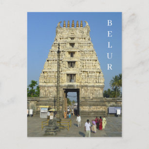 India Belur temple view postcard