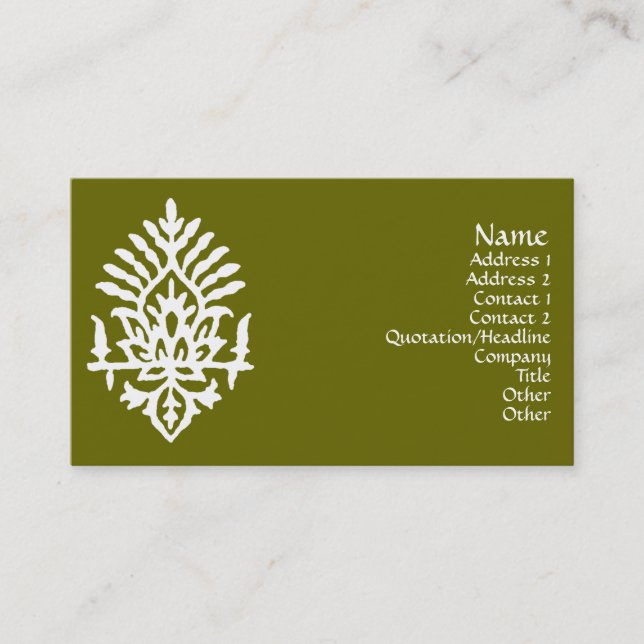 India Block Print Business Card (Front)