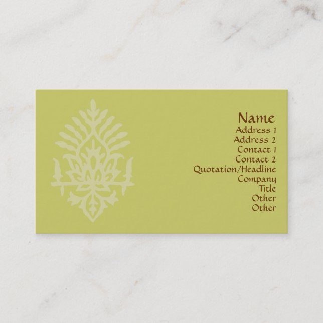 India Block Print Business Card (Front)