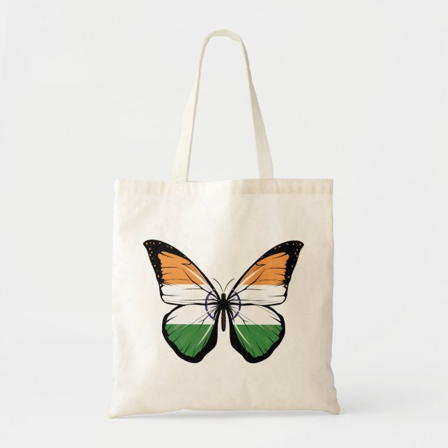 India Butterfly Flag Tote Bag (Front)