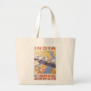 India by Imperial Airways Large Tote Bag