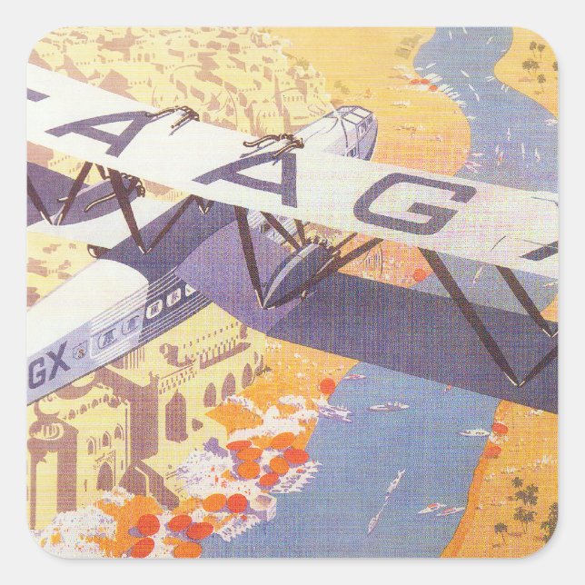 India by Imperial Airways Square Sticker (Front)