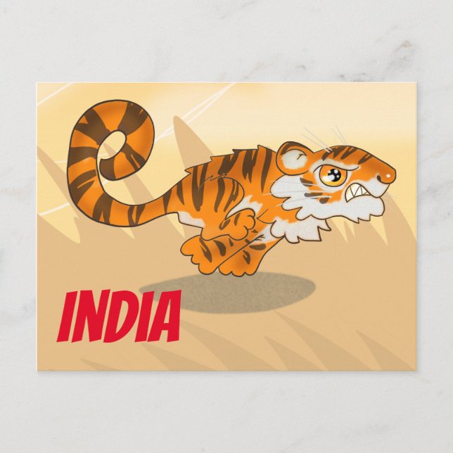 India Cartoon Tiger Postcard (Front)