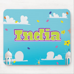 India Cartoon Travel print. Mouse Pad