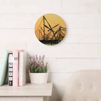 India - Chinese fishing nets, fort kochi Large Clock