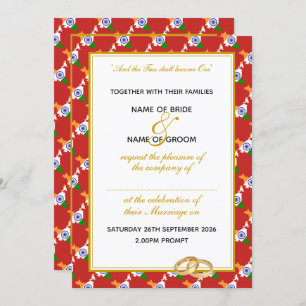 INDIA Christian Celebration Wedding RED Invitation