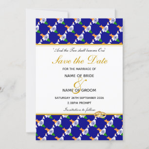 INDIA Christian Wedding Special Celebration BLUE Save The Date