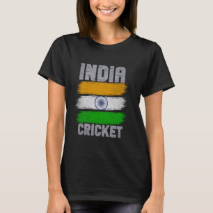 India Cricket Cricketer Fan Batsmen Indian Flag T-Shirt