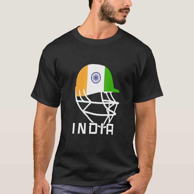 India Cricket Fan Helmet India Cricket Players T-Shirt (Front)