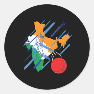 India Cricket Fan Or Player Classic Round Sticker