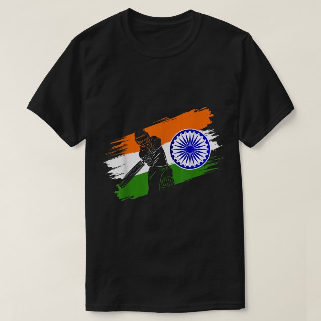 India Cricket Flag Fan Player Coach Umpire Fan Jer T-Shirt (Design Front)