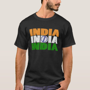 India Cricket Flag With Indian CricketBall T Shirt
