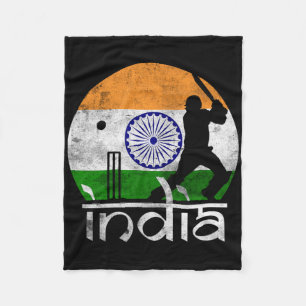 India Cricket Indian Flag Cricketer Men Women Kids Fleece Blanket