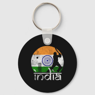 India Cricket Indian Flag Cricketer Men Women Kids Key Ring