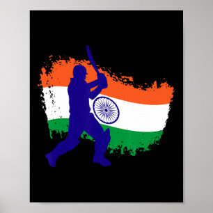 India Cricket Jersey Indian Tsman Cricket Flag Ind Poster