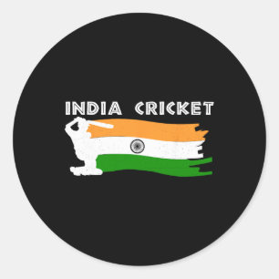 India Cricket Jersey With Indian Flag Gift Classic Round Sticker