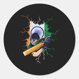 India Cricket National Fans Team Jersey Gifts For Classic Round Sticker