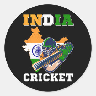 India Cricket Player Flag Jersey Indian Sports Classic Round Sticker
