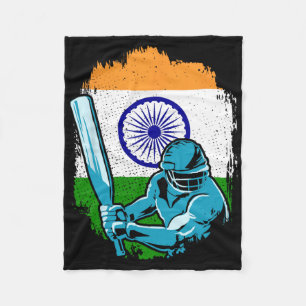 India Cricket Player Indian Flag Cricket Fan Fleece Blanket