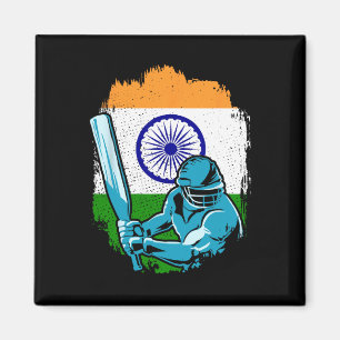 India Cricket Player Indian Flag Cricket Fan Magnet