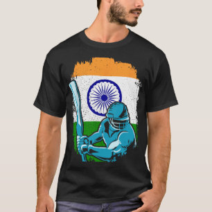 India Cricket Player Indian Flag Cricket Fan T-Shirt