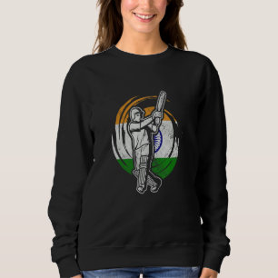 India Cricket Player Indian Flag Cricket Team Batt Sweatshirt