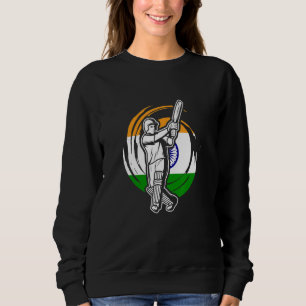 India Cricket Player Indian Flag Cricket Team Batt Sweatshirt