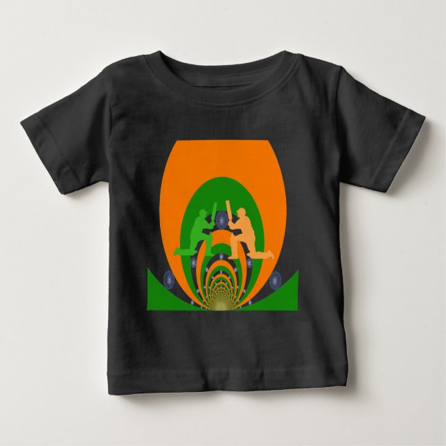 India Cricket Spirit Abstract Design Baby T-Shirt (Front)