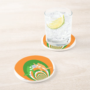 India Cricket Spirit Abstract Design Coaster
