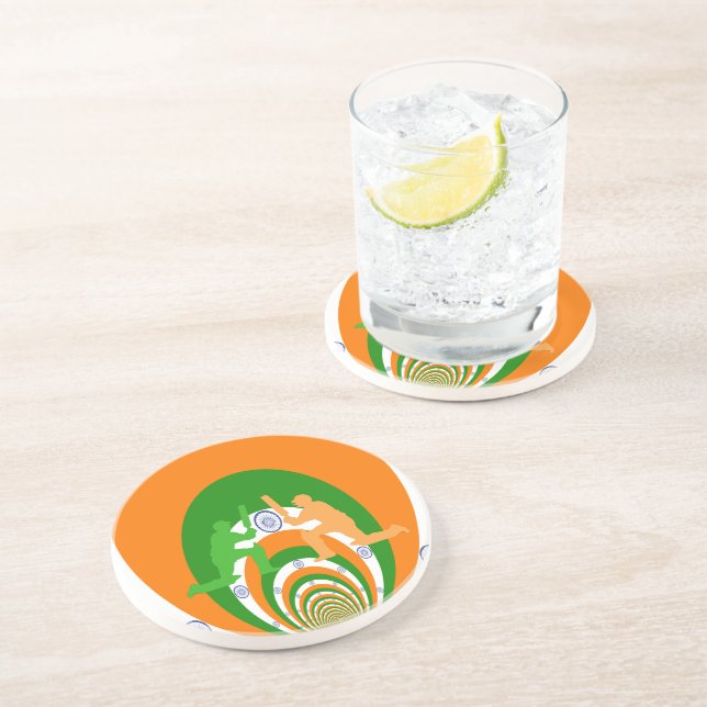 India Cricket Spirit Abstract Design Coaster (Side)