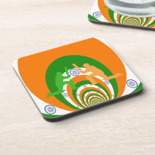 India Cricket Spirit Abstract Design Coaster