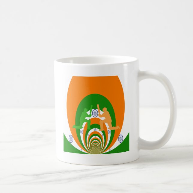 India Cricket Spirit Abstract Design Coffee Mug (Right)