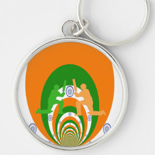 India Cricket Spirit Abstract Design Key Ring