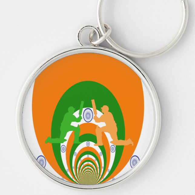 India Cricket Spirit Abstract Design Key Ring (Front)