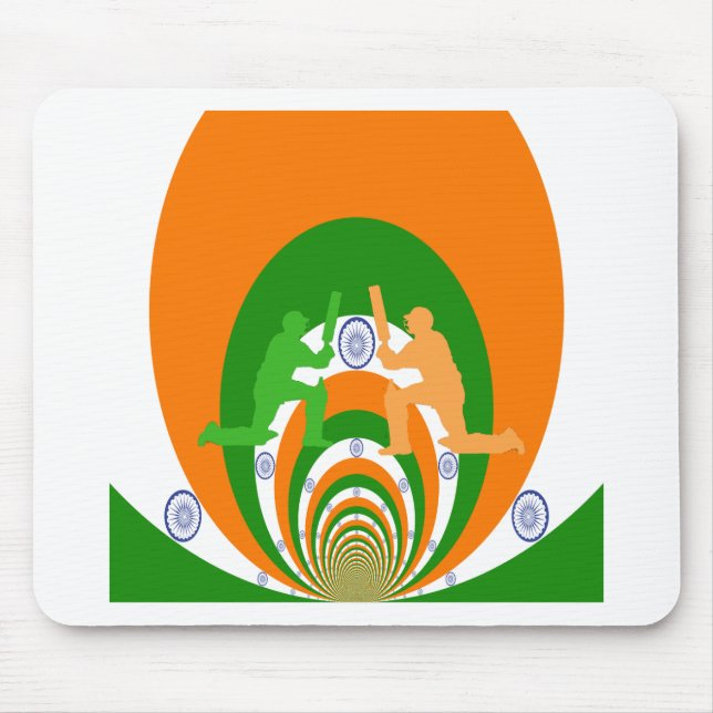 India Cricket Spirit Abstract Design Mouse Pad (Front)