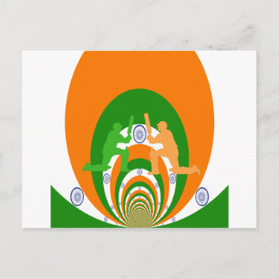 India Cricket Spirit: Abstract Design Postcard