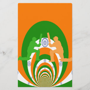 India Cricket Spirit: Abstract Design Stationery