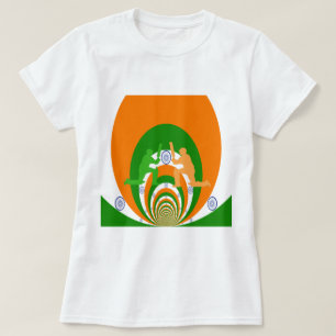 India Cricket Spirit Abstract Design T-Shirt