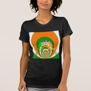 India Cricket Spirit Abstract Design T-Shirt