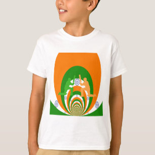 India Cricket Spirit Abstract Design T-Shirt