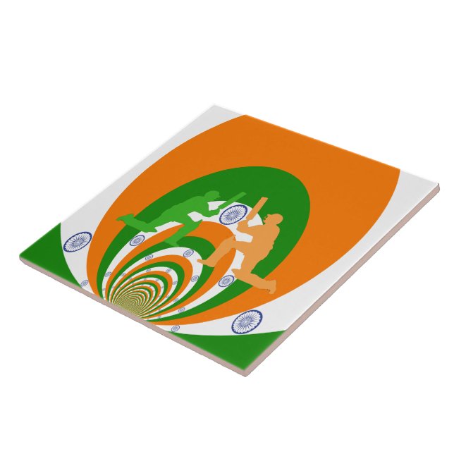 India Cricket Spirit: Abstract Design Tile (Side)