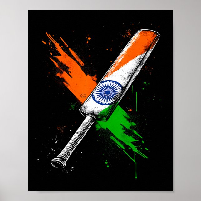 India Cricket T Cricket Warrior British Flag Crick Poster (Front)