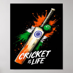 India Cricket T Cricket Warrior British Flag Crick Poster