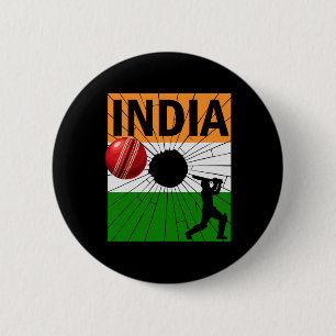 India Cricket With Indian Flag Brush Stroke Ashoka 6 Cm Round Badge