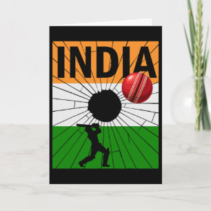 India Cricket With Indian Flag Brush Stroke Ashoka Card