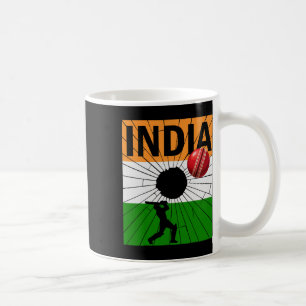 India Cricket With Indian Flag Brush Stroke Ashoka Coffee Mug