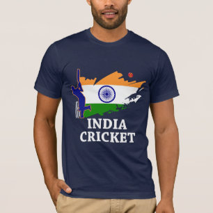 India Cricket  With Indian Flag Brush Stroke Gift T-Shirt